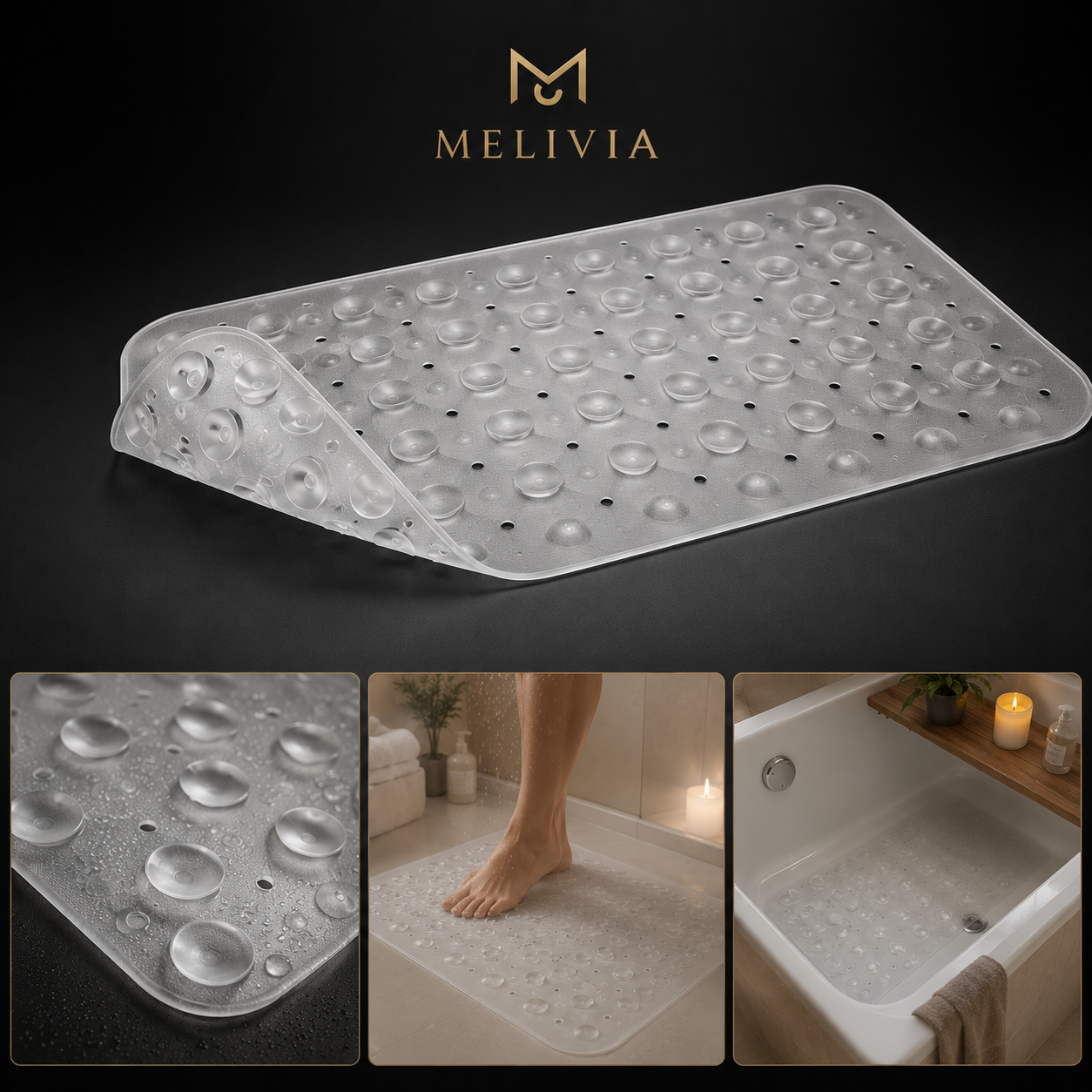 MELIVIA AquaGrip™ — Non-Slip Bath Mat