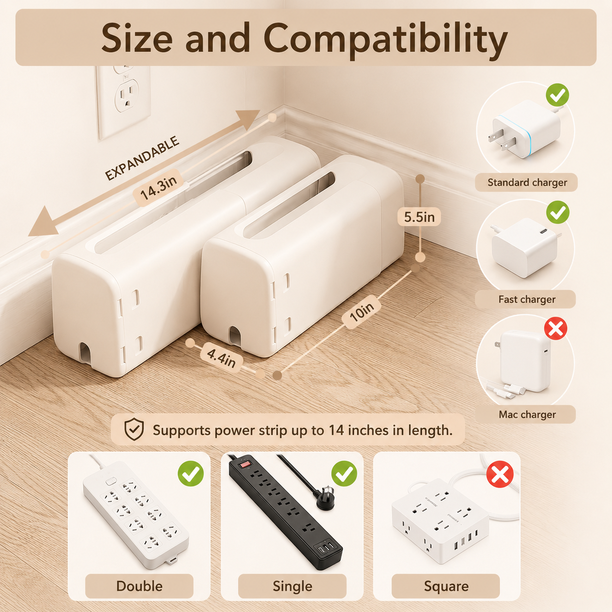 MELIVIA™ Adjustable Power Strip Safety Box
