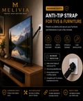 Anti-tip safety strap for televisions and furniture.