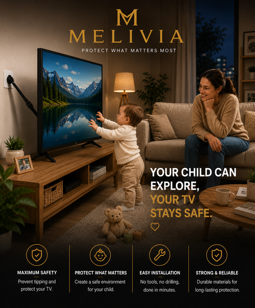 Anti-tip safety strap for televisions and furniture.